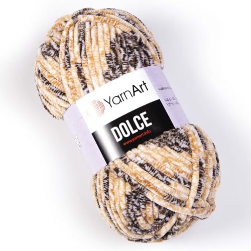 Yarnart Dolce Chenille Wolle 120m,100g | 100% Polyester | Amigurumi Garn | Kuschelwolle | Chenillewolle | Samtwolle zum Häkeln von AyosTex