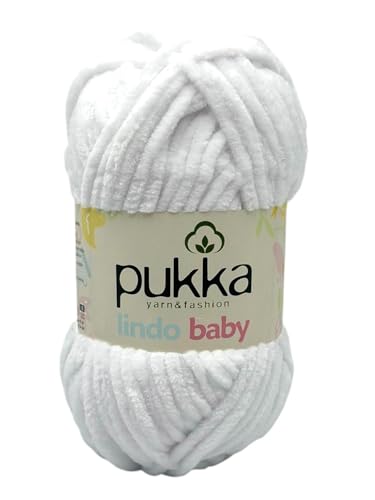 Pukka Lindo Baby Chenille Wolle 120m,100g | 100% Polyester | Amigurumi Garn | Kuschelwolle | Chenillewolle | Samtwolle zum Häkeln von AyosTex