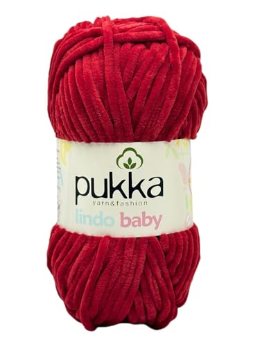 Pukka Lindo Baby Chenille Wolle 120m,100g | 100% Polyester | Amigurumi Garn | Kuschelwolle | Chenillewolle | Samtwolle zum Häkeln von AyosTex