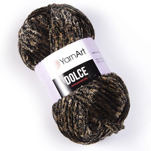 Yarnart Dolce Chenille Wolle 120m,100g | 100% Polyester | Amigurumi Garn | Kuschelwolle | Chenillewolle | Samtwolle zum Häkeln von AyosTex