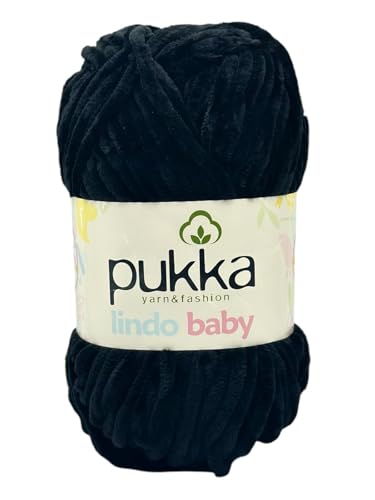 Pukka Lindo Baby Chenille Wolle 120m,100g | 100% Polyester | Amigurumi Garn | Kuschelwolle | Chenillewolle | Samtwolle zum Häkeln von AyosTex