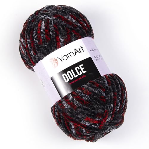 Yarnart Dolce Chenille Wolle 120m,100g | 100% Polyester | Amigurumi Garn | Kuschelwolle | Chenillewolle | Samtwolle zum Häkeln von AyosTex