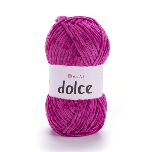 Yarnart Dolce Chenille Wolle 120m,100g | 100% Polyester | Amigurumi Garn | Kuschelwolle | Chenillewolle | Samtwolle zum Häkeln von AyosTex