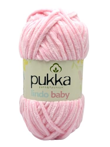 Pukka Lindo Baby Chenille Wolle 120m,100g | 100% Polyester | Amigurumi Garn | Kuschelwolle | Chenillewolle | Samtwolle zum Häkeln von AyosTex