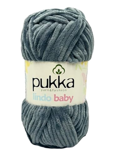 Pukka Lindo Baby Chenille Wolle 120m,100g | 100% Polyester | Amigurumi Garn | Kuschelwolle | Chenillewolle | Samtwolle zum Häkeln von AyosTex