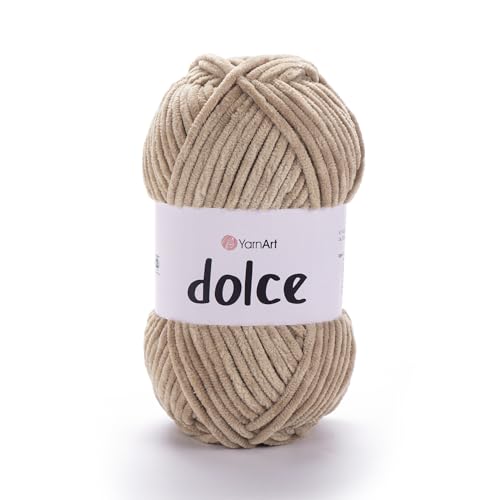 Yarnart Dolce Chenille Wolle 120m,100g | 100% Polyester | Amigurumi Garn | Kuschelwolle | Chenillewolle | Samtwolle zum Häkeln von AyosTex