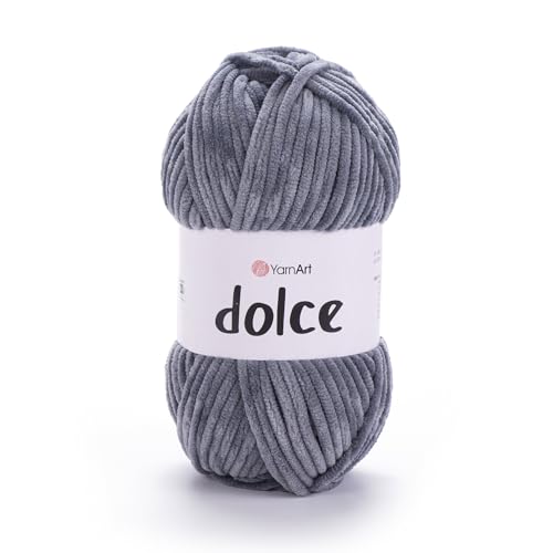 Yarnart Dolce Chenille Wolle 120m,100g | 100% Polyester | Amigurumi Garn | Kuschelwolle | Chenillewolle | Samtwolle zum Häkeln von AyosTex