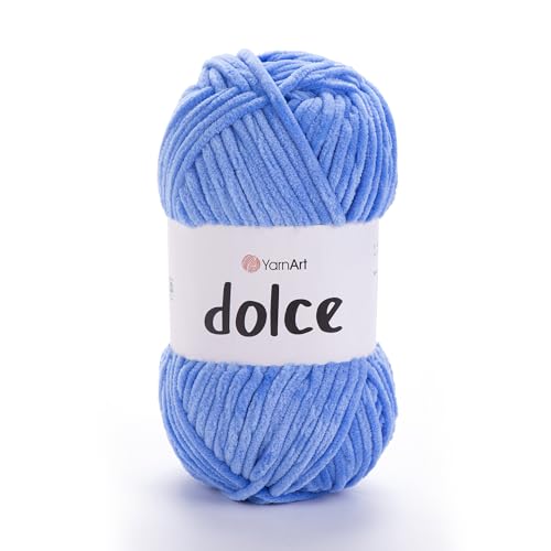 Yarnart Dolce Chenille Wolle 120m,100g | 100% Polyester | Amigurumi Garn | Kuschelwolle | Chenillewolle | Samtwolle zum Häkeln von AyosTex