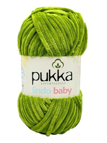 Pukka Lindo Baby Chenille Wolle 120m,100g | 100% Polyester | Amigurumi Garn | Kuschelwolle | Chenillewolle | Samtwolle zum Häkeln von AyosTex