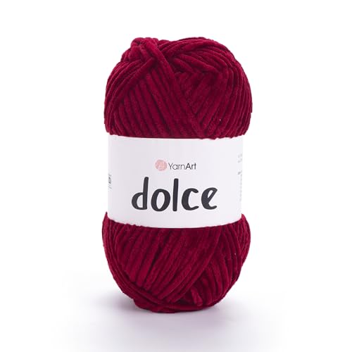 Yarnart Dolce Chenille Wolle 120m,100g | 100% Polyester | Amigurumi Garn | Kuschelwolle | Chenillewolle | Samtwolle zum Häkeln von AyosTex