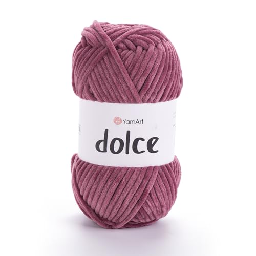 Yarnart Dolce Chenille Wolle 120m,100g | 100% Polyester | Amigurumi Garn | Kuschelwolle | Chenillewolle | Samtwolle zum Häkeln von AyosTex