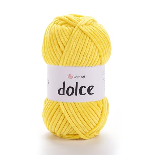 Yarnart Dolce Chenille Wolle 120m,100g | 100% Polyester | Amigurumi Garn | Kuschelwolle | Chenillewolle | Samtwolle zum Häkeln von AyosTex