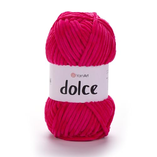 Yarnart Dolce Chenille Wolle 120m,100g | 100% Polyester | Amigurumi Garn | Kuschelwolle | Chenillewolle | Samtwolle zum Häkeln von AyosTex