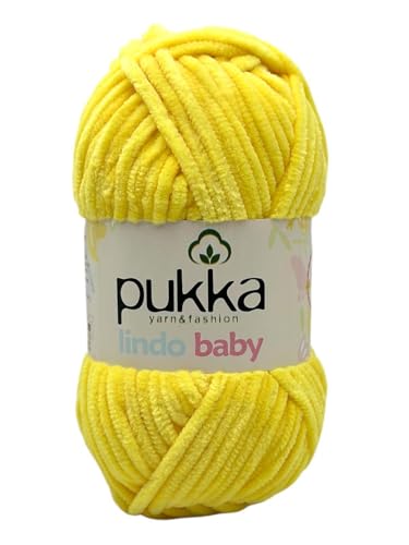 Pukka Lindo Baby Chenille Wolle 120m,100g | 100% Polyester | Amigurumi Garn | Kuschelwolle | Chenillewolle | Samtwolle zum Häkeln von AyosTex