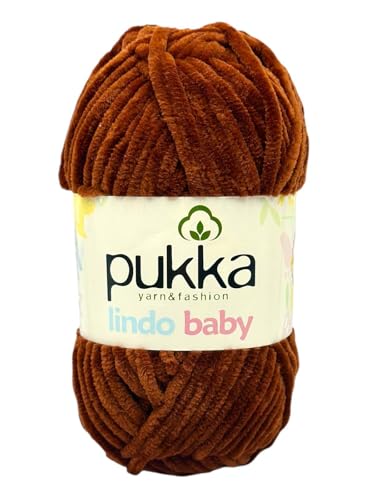 Pukka Lindo Baby Chenille Wolle 120m,100g | 100% Polyester | Amigurumi Garn | Kuschelwolle | Chenillewolle | Samtwolle zum Häkeln von AyosTex