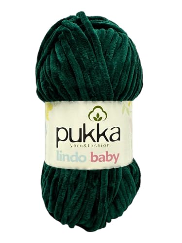 Pukka Lindo Baby Chenille Wolle 120m,100g | 100% Polyester | Amigurumi Garn | Kuschelwolle | Chenillewolle | Samtwolle zum Häkeln von AyosTex