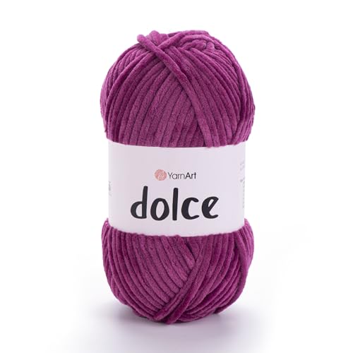 Yarnart Dolce Chenille Wolle 120m,100g | 100% Polyester | Amigurumi Garn | Kuschelwolle | Chenillewolle | Samtwolle zum Häkeln von AyosTex