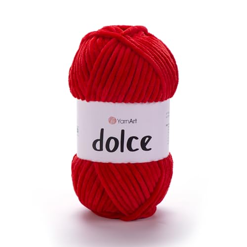 Yarnart Dolce Chenille Wolle 120m,100g | 100% Polyester | Amigurumi Garn | Kuschelwolle | Chenillewolle | Samtwolle zum Häkeln von AyosTex