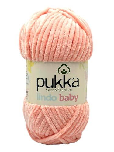 Pukka Lindo Baby Chenille Wolle 120m,100g | 100% Polyester | Amigurumi Garn | Kuschelwolle | Chenillewolle | Samtwolle zum Häkeln von AyosTex