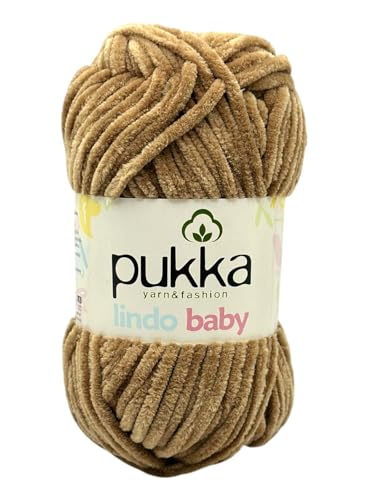 Pukka Lindo Baby Chenille Wolle 120m,100g | 100% Polyester | Amigurumi Garn | Kuschelwolle | Chenillewolle | Samtwolle zum Häkeln von AyosTex