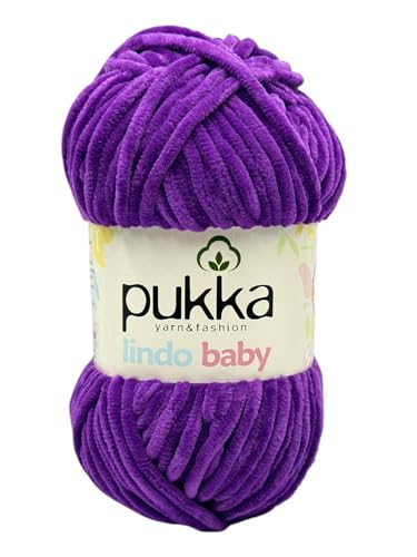 Pukka Lindo Baby Chenille Wolle 120m,100g | 100% Polyester | Amigurumi Garn | Kuschelwolle | Chenillewolle | Samtwolle zum Häkeln von AyosTex