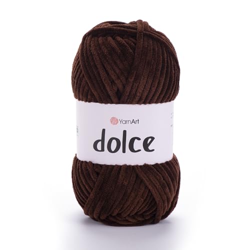 Yarnart Dolce Chenille Wolle 120m,100g | 100% Polyester | Amigurumi Garn | Kuschelwolle | Chenillewolle | Samtwolle zum Häkeln von AyosTex