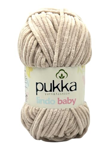 Pukka Lindo Baby Chenille Wolle 120m,100g | 100% Polyester | Amigurumi Garn | Kuschelwolle | Chenillewolle | Samtwolle zum Häkeln von AyosTex