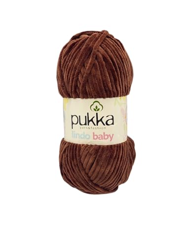 Pukka Lindo Baby Chenille Wolle 120m,100g | 100% Polyester | Amigurumi Garn | Kuschelwolle | Chenillewolle | Samtwolle zum Häkeln von AyosTex