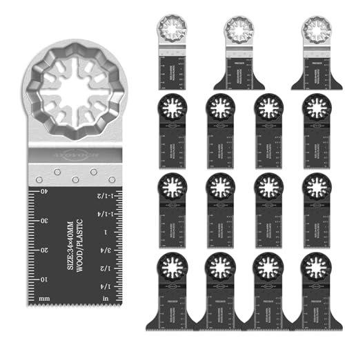 Oszillierendes Werkzeugklingen-Adapterfreie Installation in 2 Sekunden, schnelles, glattes Schneiden, Multitool-Klinge – starke gerade und gewellte Zähne, oszillierendes Sägeblatt, 16 Stück, für von Ayovoch