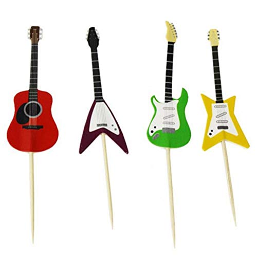 Ayrsjcl 24 Teile/Satz Kuchen Toppers Gitarre Cupcake Topper Picks Musical Instrument Form Kuchen Dekorieren Werkzeuge Party Decor von Ayrsjcl