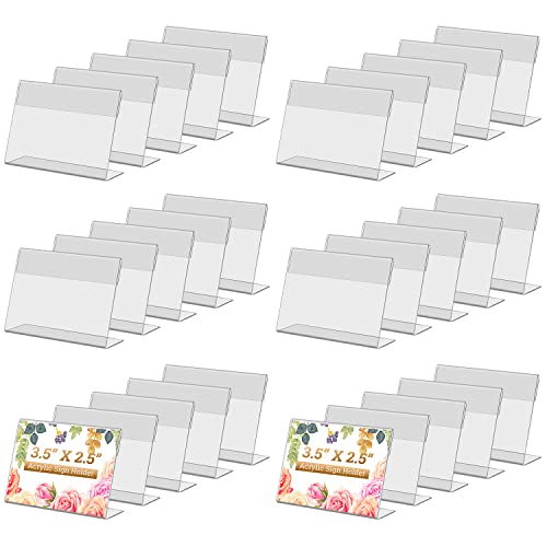 Ayuanb Mini Acryl Etikettenhalter 6,35x8,89cm Acrylic Klar Name Display Schräg Zurück Zeichen Halter Klar Foto Preisschild Label L-Form Display Stand für Büro, Geschäft, Restaurant,30 Pack von Ayuanb