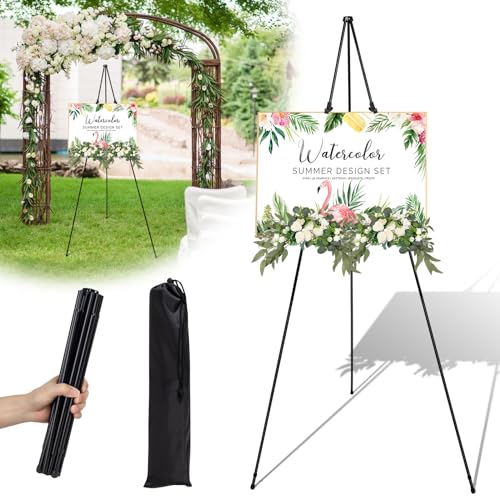 Ayuanb Staffelei Schwarz, 169 cm Verstellbares Stativ Tisch Kunst Leinwand Malerei Display, Metall Staffelei Hochzeit Künstler Staffelei Stand, Easy Folding Studio Teleskop Boden Staffeleien für Show von Ayuanb