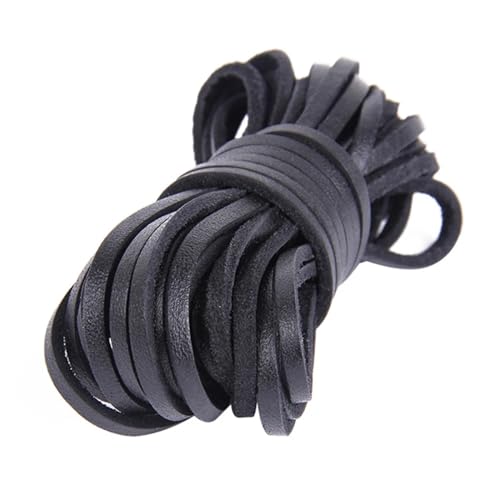 Ayztantine Lederbänder Zum Basteln 5 Meter Flache Kordel aus echtem Leder, Lederstreifen, Lederband, Zubehör for Lederarmbänder, Schmuckherstellung(Black) von Ayztantine