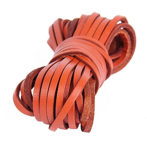 Ayztantine Lederbänder Zum Basteln 5 Meter Flache Kordel aus echtem Leder, Lederstreifen, Lederband, Zubehör for Lederarmbänder, Schmuckherstellung(Orange) von Ayztantine