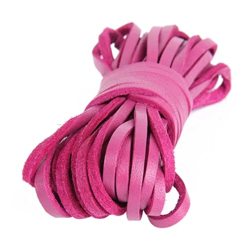 Ayztantine Lederbänder Zum Basteln 5 Meter Flache Kordel aus echtem Leder, Lederstreifen, Lederband, Zubehör for Lederarmbänder, Schmuckherstellung(Rose red) von Ayztantine