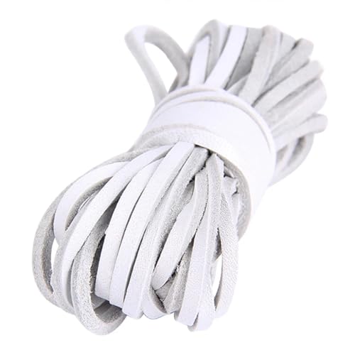 Ayztantine Lederbänder Zum Basteln 5 Meter Flache Kordel aus echtem Leder, Lederstreifen, Lederband, Zubehör for Lederarmbänder, Schmuckherstellung(White) von Ayztantine