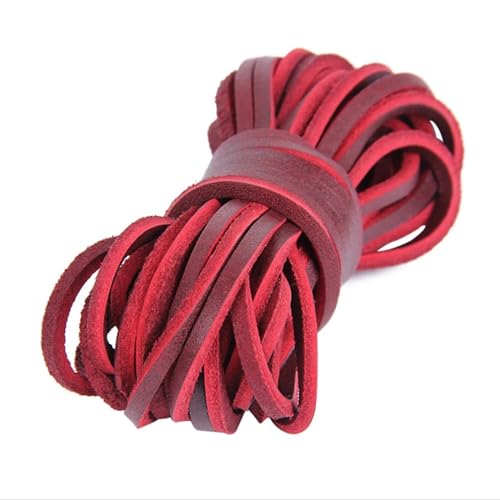 Ayztantine Lederbänder Zum Basteln 5 Meter Flache Kordel aus echtem Leder, Lederstreifen, Lederband, Zubehör for Lederarmbänder, Schmuckherstellung(Wine red) von Ayztantine