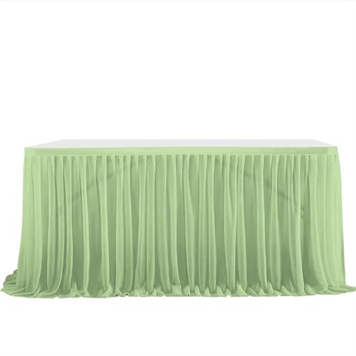 Tischdecke Hochzeit Party Tisch Rock Geburtstag Plissee Dessert Tischdecke Abdeckung Hochzeit Festliche Tisch Sockel Home Tisch Dekor für Partys Veranstaltungen, Hochzeiten, Bankette(Apple green,6FT 7 von Ayztantine