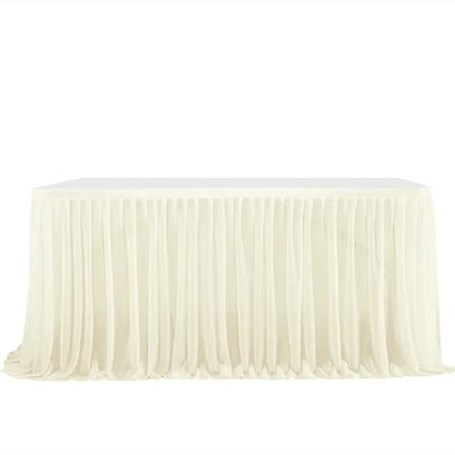 Tischdecke Hochzeit Party Tisch Rock Geburtstag Plissee Dessert Tischdecke Abdeckung Hochzeit Festliche Tisch Sockel Home Tisch Dekor für Partys Veranstaltungen, Hochzeiten, Bankette(Beige,6FT 77x183c von Ayztantine