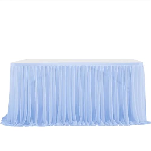 Tischdecke Hochzeit Party Tisch Rock Geburtstag Plissee Dessert Tischdecke Abdeckung Hochzeit Festliche Tisch Sockel Home Tisch Dekor für Partys Veranstaltungen, Hochzeiten, Bankette(Denim blue,6FT 77 von Ayztantine