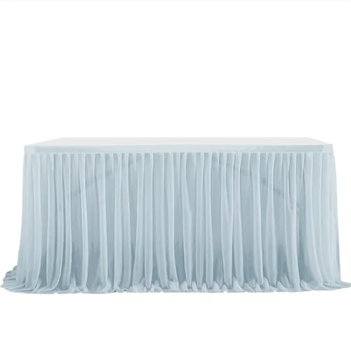 Tischdecke Hochzeit Party Tisch Rock Geburtstag Plissee Dessert Tischdecke Abdeckung Hochzeit Festliche Tisch Sockel Home Tisch Dekor für Partys Veranstaltungen, Hochzeiten, Bankette(Grey blue,6FT 77x von Ayztantine