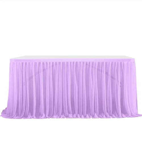 Tischdecke Hochzeit Party Tisch Rock Geburtstag Plissee Dessert Tischdecke Abdeckung Hochzeit Festliche Tisch Sockel Home Tisch Dekor für Partys Veranstaltungen, Hochzeiten, Bankette(Light purple,6FT von Ayztantine