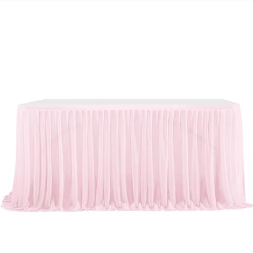 Tischdecke Hochzeit Party Tisch Rock Geburtstag Plissee Dessert Tischdecke Abdeckung Hochzeit Festliche Tisch Sockel Home Tisch Dekor für Partys Veranstaltungen, Hochzeiten, Bankette(Light pink,6FT 77 von Ayztantine