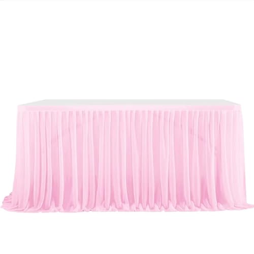 Tischdecke Hochzeit Party Tisch Rock Geburtstag Plissee Dessert Tischdecke Abdeckung Hochzeit Festliche Tisch Sockel Home Tisch Dekor für Partys Veranstaltungen, Hochzeiten, Bankette(Pink,6FT 77x183cm von Ayztantine