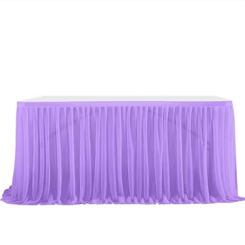 Tischdecke Hochzeit Party Tisch Rock Geburtstag Plissee Dessert Tischdecke Abdeckung Hochzeit Festliche Tisch Sockel Home Tisch Dekor für Partys Veranstaltungen, Hochzeiten, Bankette(Purple,6FT 77x183 von Ayztantine