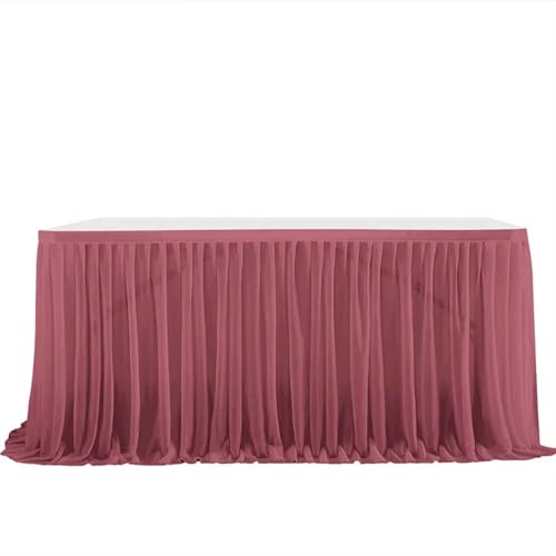 Tischdecke Hochzeit Party Tisch Rock Geburtstag Plissee Dessert Tischdecke Abdeckung Hochzeit Festliche Tisch Sockel Home Tisch Dekor für Partys Veranstaltungen, Hochzeiten, Bankette(Purple red,6FT 77 von Ayztantine