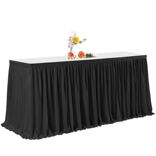 Tischdecke Hochzeit Party Tisch Rock Geburtstag Plissee Dessert Tischdecke Abdeckung Hochzeit Tisch Rock Hotel Display Geschenk EsstischDekor für Partys Veranstaltungen, Hochzeiten, Bankette(Black,6FT von Ayztantine