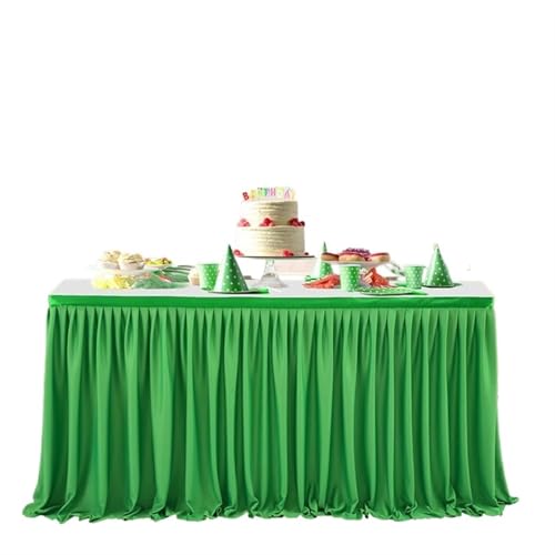 Tischdecke Hochzeit Party Tisch Rock Geburtstag Plissee Dessert Tischdecke Abdeckung Hochzeit Tisch Rock Hotel Display Geschenk EsstischDekor für Partys Veranstaltungen, Hochzeiten, Bankette(Green,9FT von Ayztantine