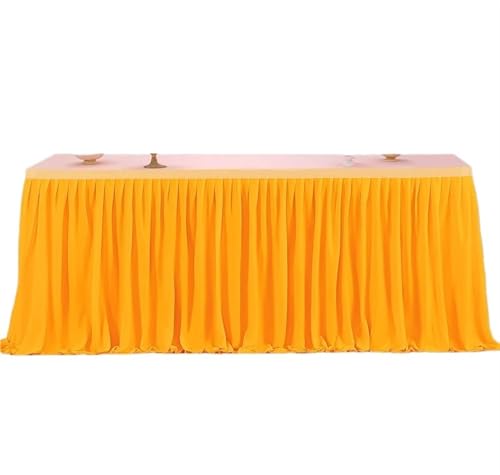 Tischdecke Hochzeit Party Tisch Rock Geburtstag Plissee Dessert Tischdecke Abdeckung Hochzeit Tisch Rock Hotel Display Geschenk EsstischDekor für Partys Veranstaltungen, Hochzeiten, Bankette(Yellow,14 von Ayztantine