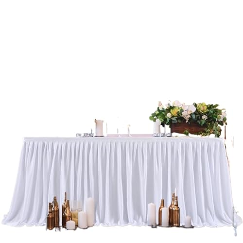 Tischdecke Hochzeit Party Tisch Rock Geburtstag Plissee Dessert Tischdecke Abdeckung Hochzeit Tisch Rock Hotel Display Geschenk EsstischDekor für Partys Veranstaltungen, Hochzeiten, Bankette(White,14F von Ayztantine